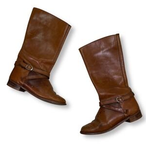 Dexter Leather Riding Boots Buckle‎ Strap Pull On Brown Boots Women's Size 8M